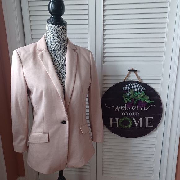 H&M Women's Blaze Light Pink Jacket Adjusted Business Elegant Chic Size US8 - Picture 1 of 12